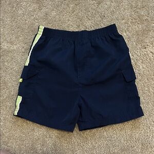 Fisher-Price Navy and green striped swim trunks